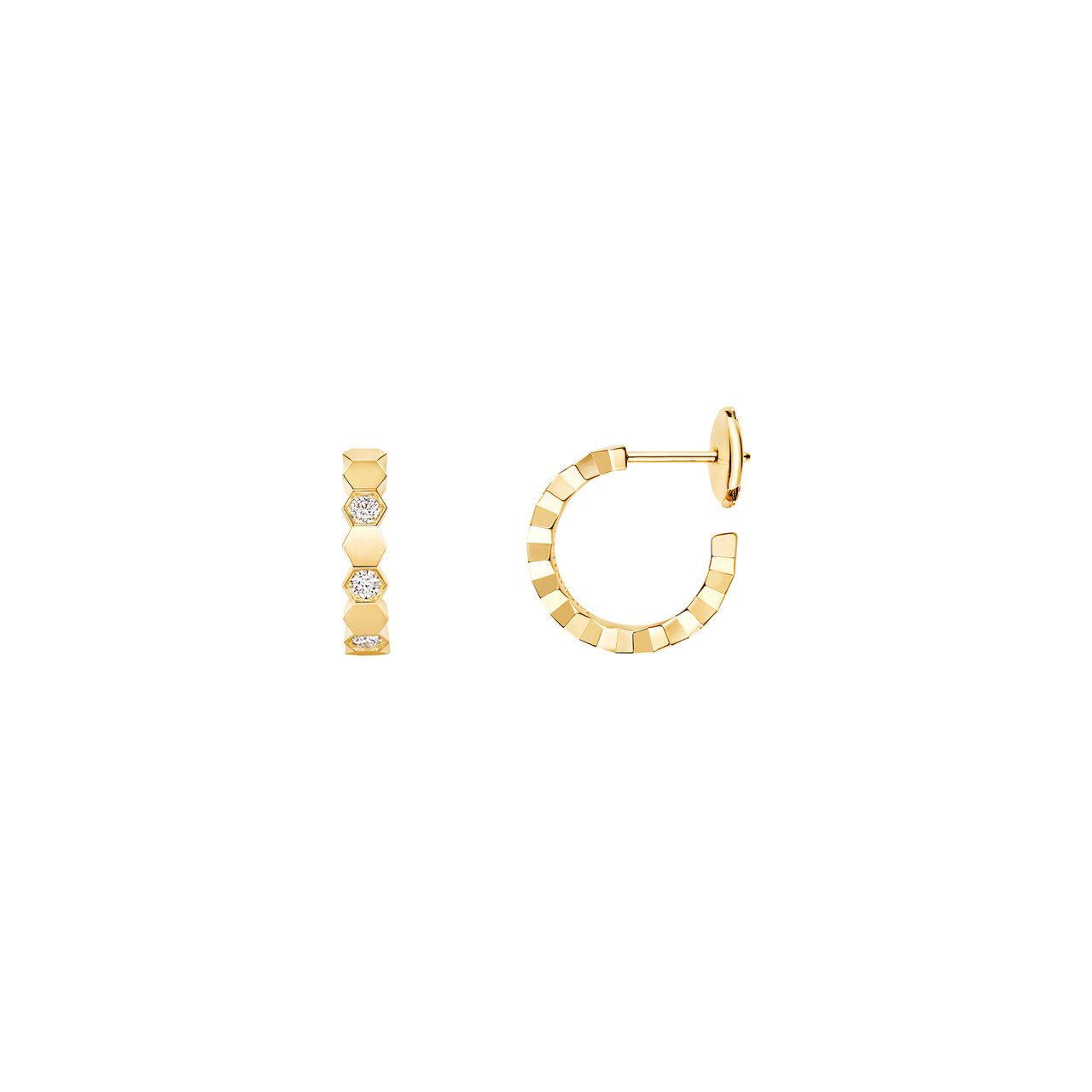 Chaumet Bee My Love Small Yellow Gold and Diamond Hoop Earrings image number 1